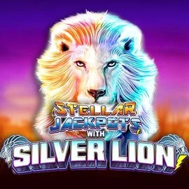 Logo of Stellar Jackpots with Silver Lion from Lightning Box Game at Pribet Casino